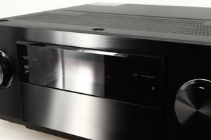 Close up of a used Pioneer SC-LX75 AV Receiver in a black finish showing scratch on screen