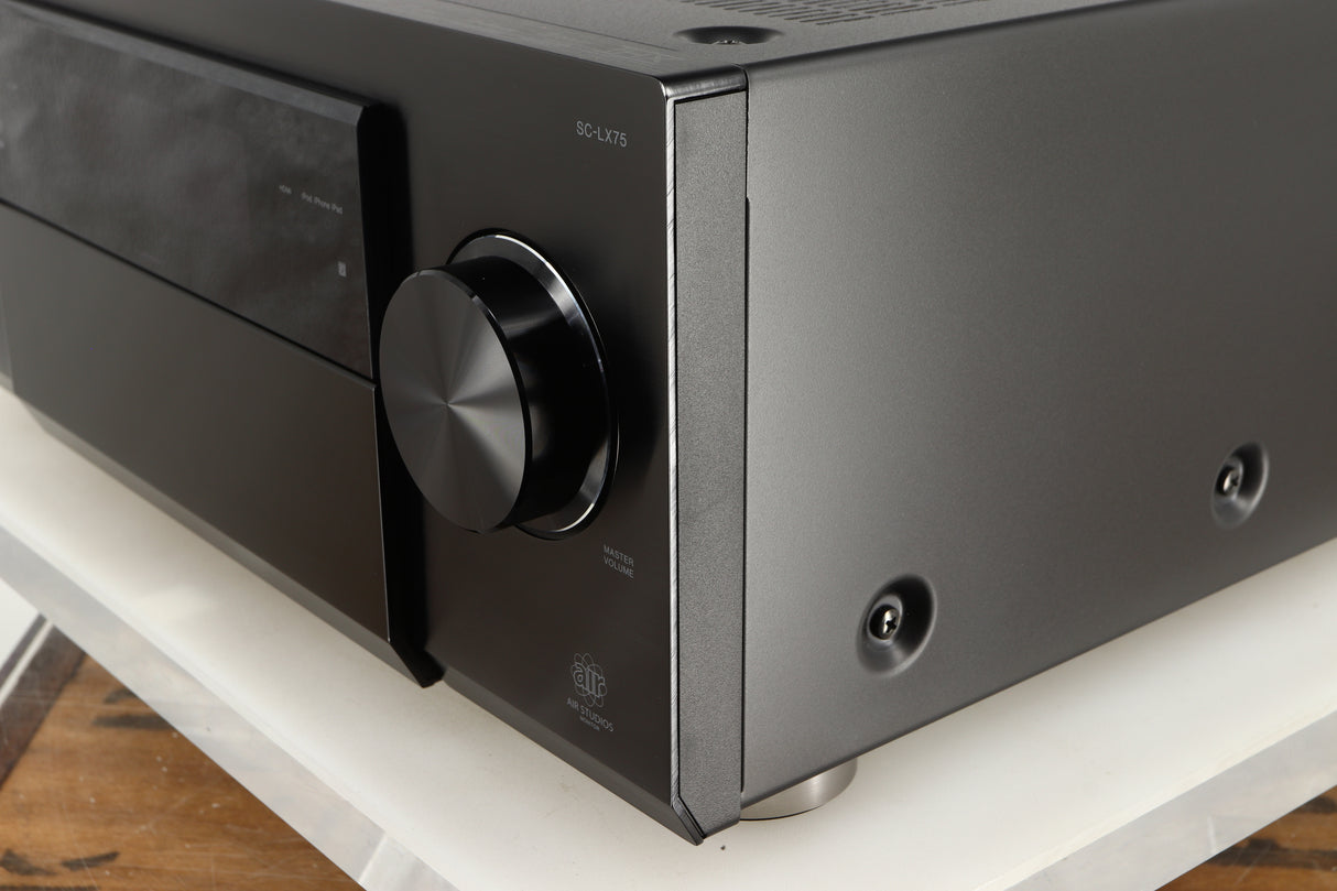 Front right corner of a used Pioneer SC-LX75 AV Receiver in a black finish