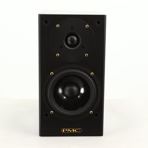 Front view of a used PMC DB1 Gold Standmount Speaker in a black finish