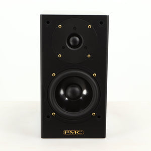 Front view of a used PMC DB1 Gold Standmount Speaker in a black finish