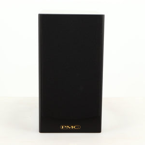 Front view of a used PMC DB1 Gold Standmount Speaker in a black finish showing Grille