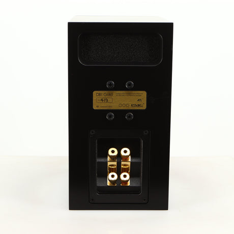 Rear view of a used PMC DB1 Gold Standmount Speaker in a black finish
