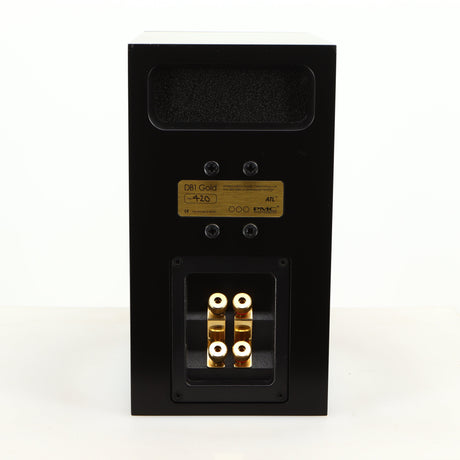Rear view of a used PMC DB1 Gold Standmount Speaker in a black finish