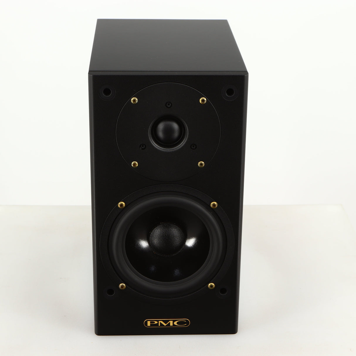 Top of a used PMC DB1 Gold Standmount Speaker in a black finish