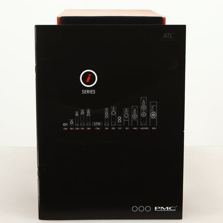 Front view of a used PMC DB1i Standmount Speaker in a cherry finish showing Manual