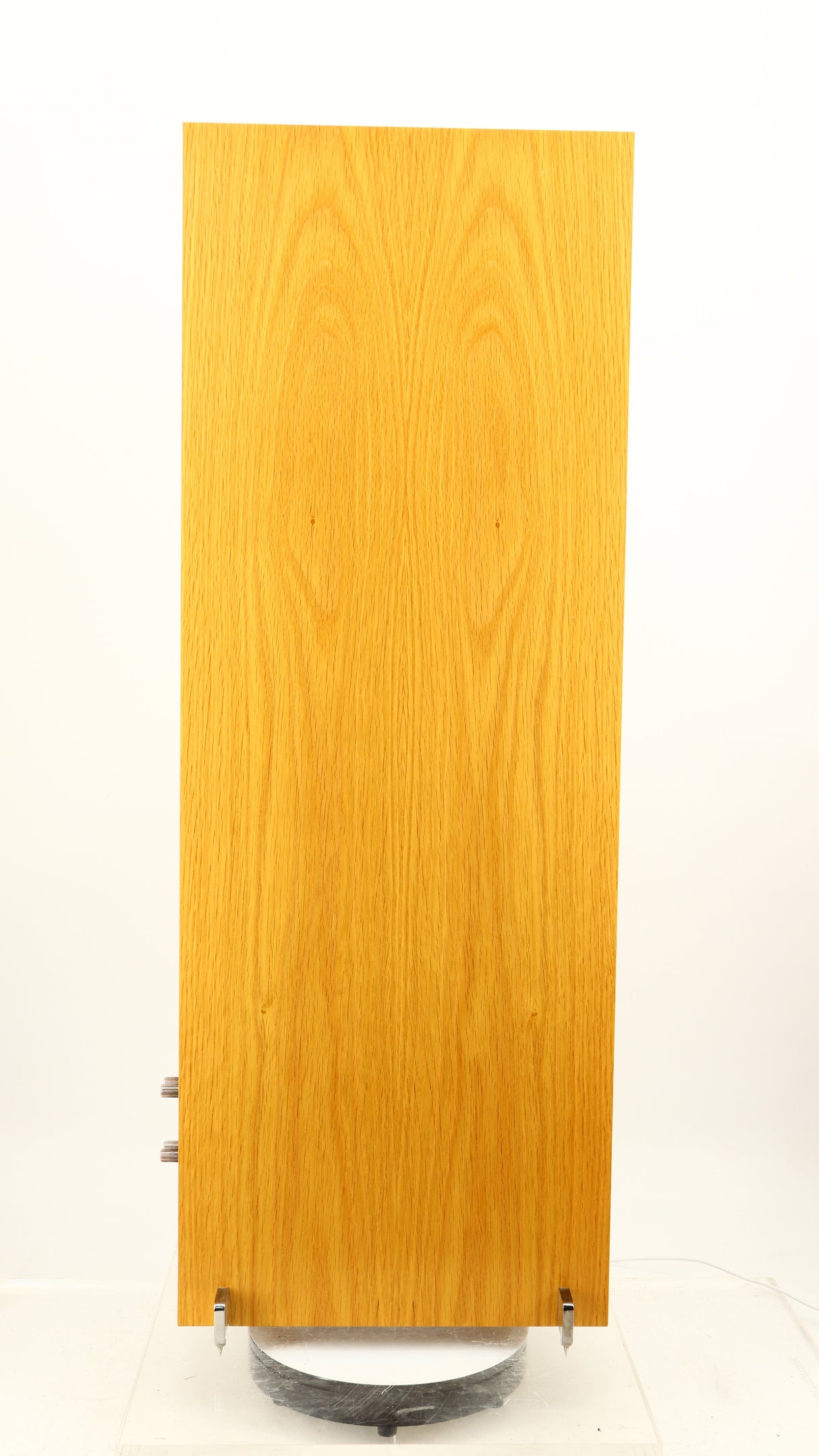 Left side view of a used PMC FACT 8 Floorstanding Speakers in a light oak finish