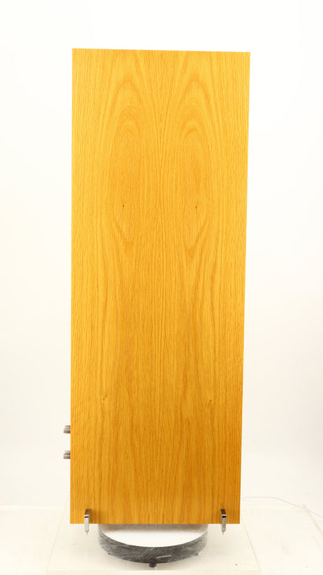Left side view of a used PMC FACT 8 Floorstanding Speakers in a light oak finish