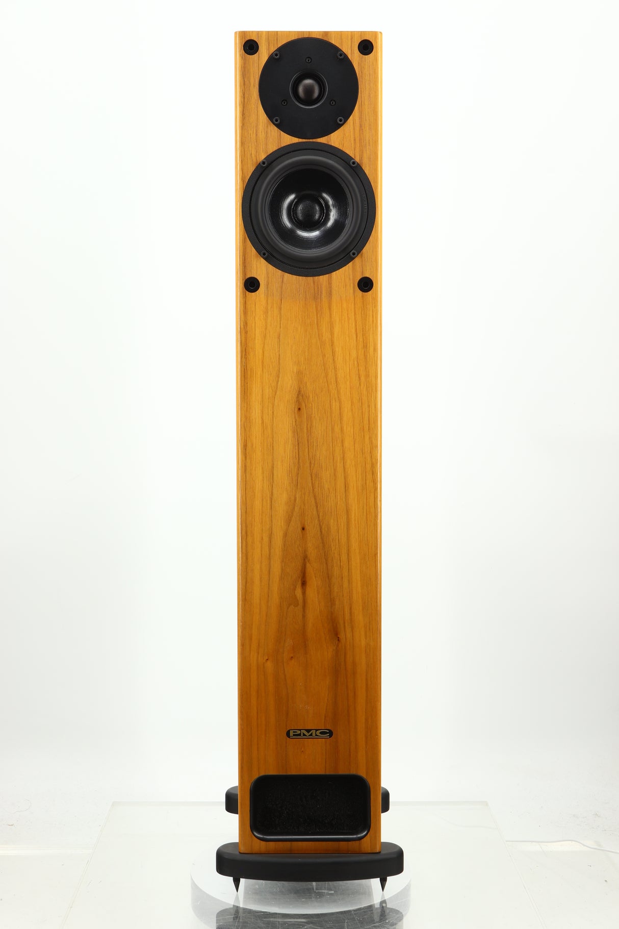 Front view of a PMC GB1 Floorstanding Speaker in a oak finish