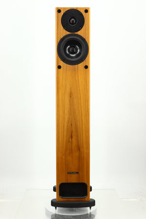 Front view of a PMC GB1 Floorstanding Speaker in a oak finish