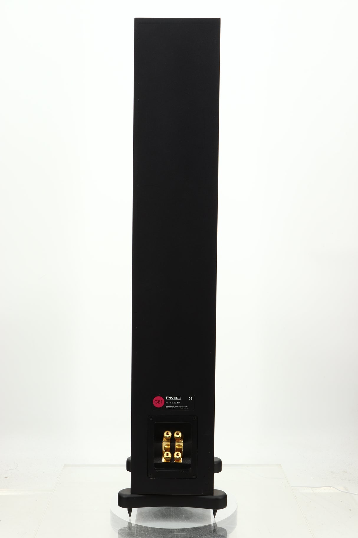 Rear view of a PMC GB1 Floorstanding Speaker in a oak finish