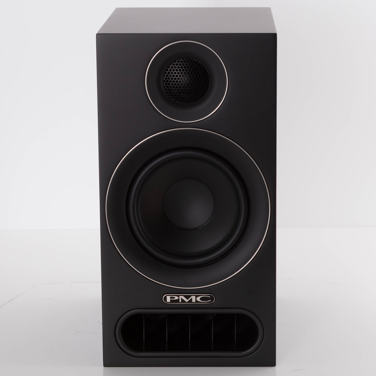 Front view of a used PMC Prodigy 1 Standmount Speaker W/ Grilles in a Black finish