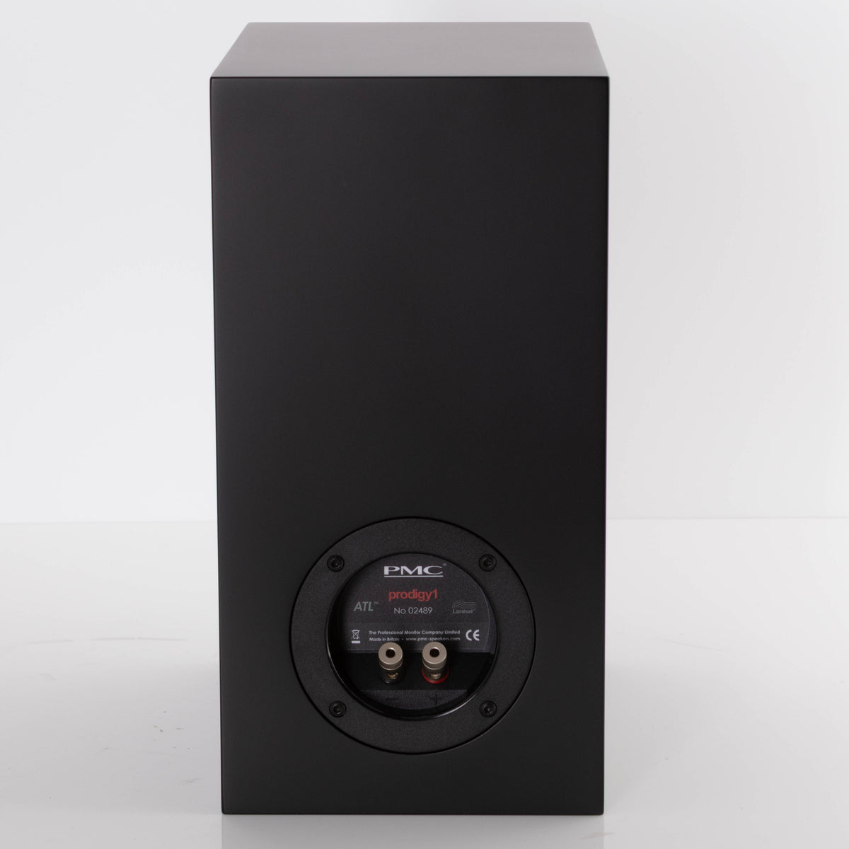 Rear view of a used PMC Prodigy 1 Standmount Speaker W/ Grilles in a Black finish