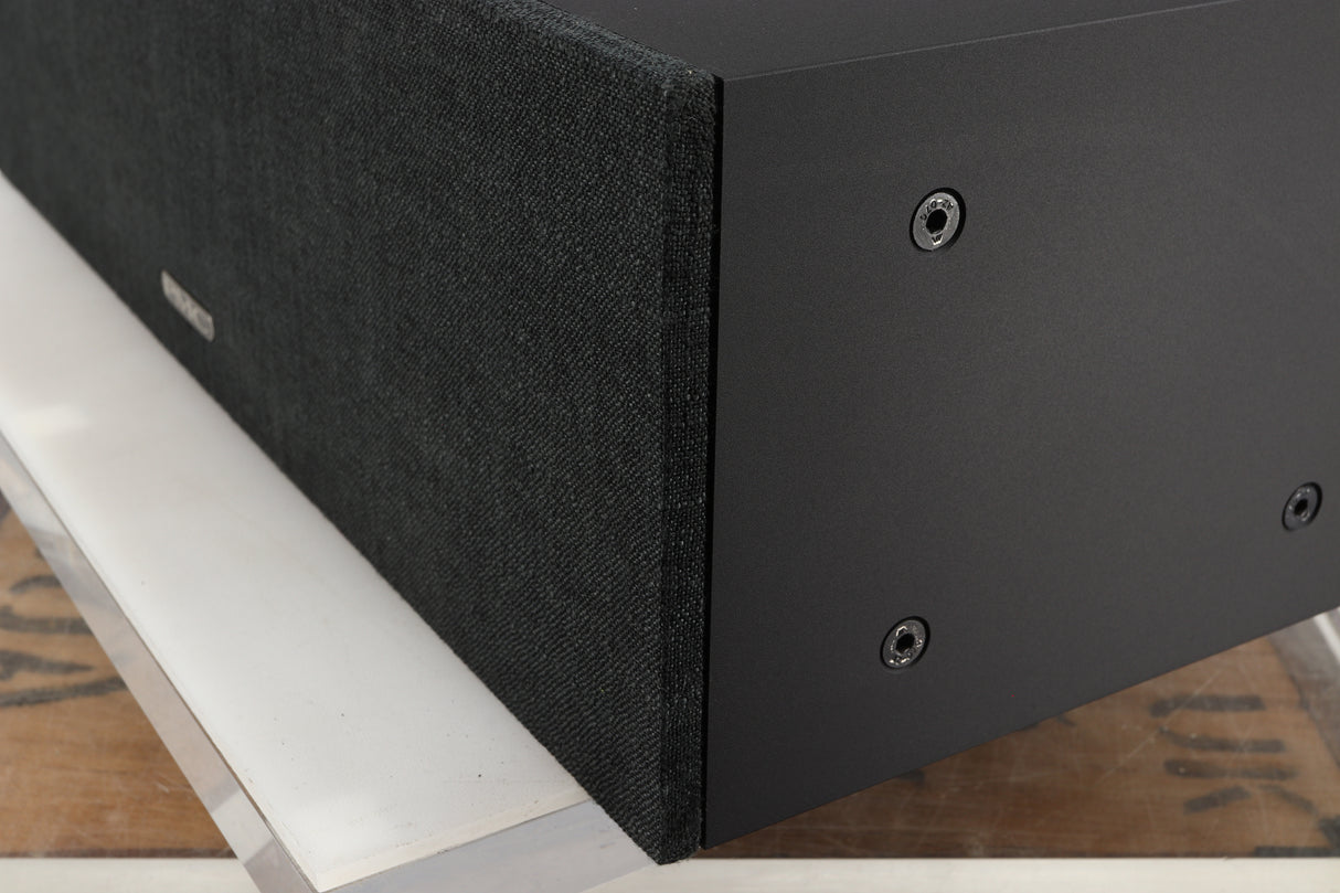 Front right corner of a used PMC ProphecyC Centre Speaker in a walnut finish