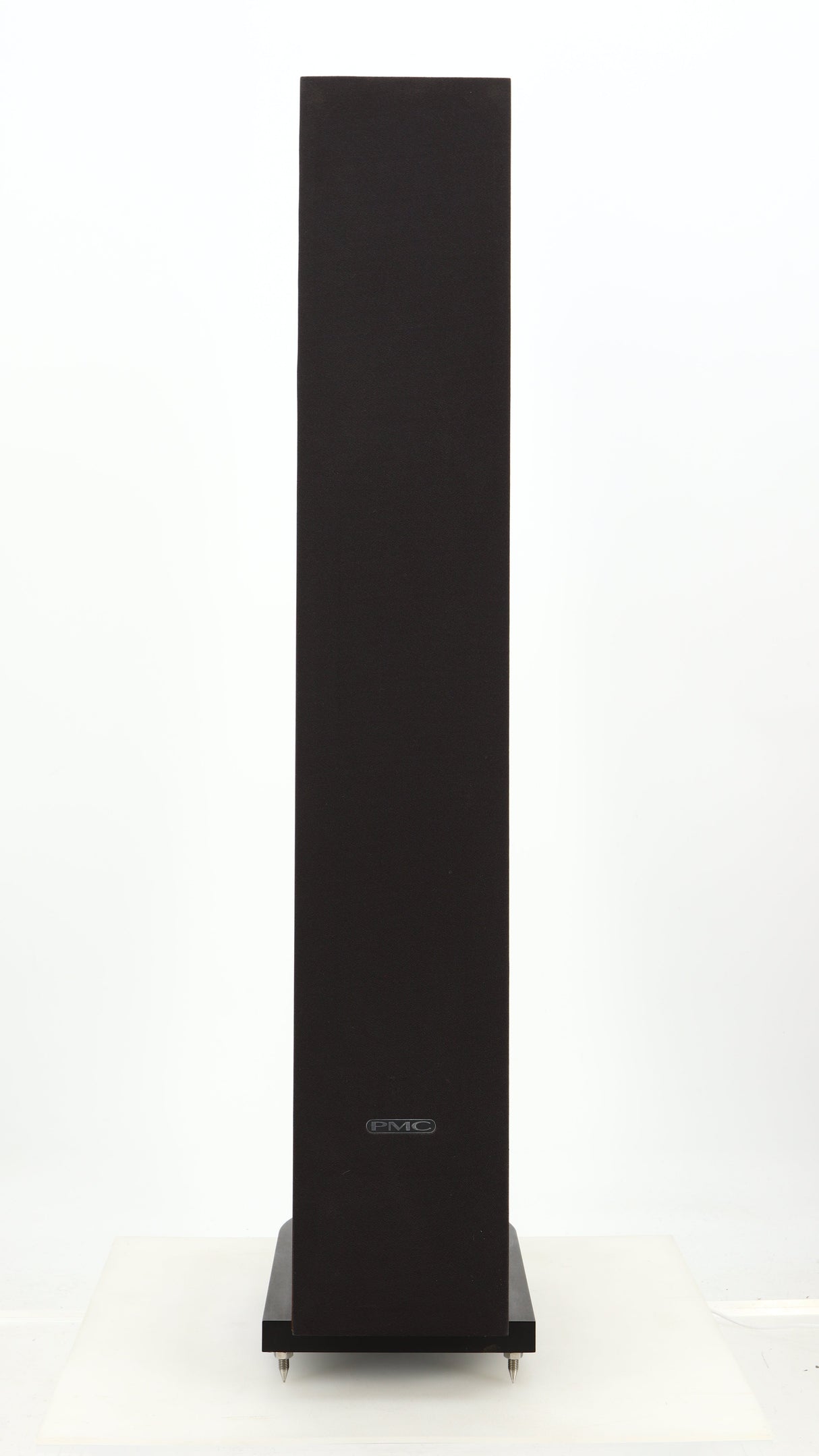 Front view of a used PMC Twenty 23 Floorstanding Speaker in a walnut finish showing the grille