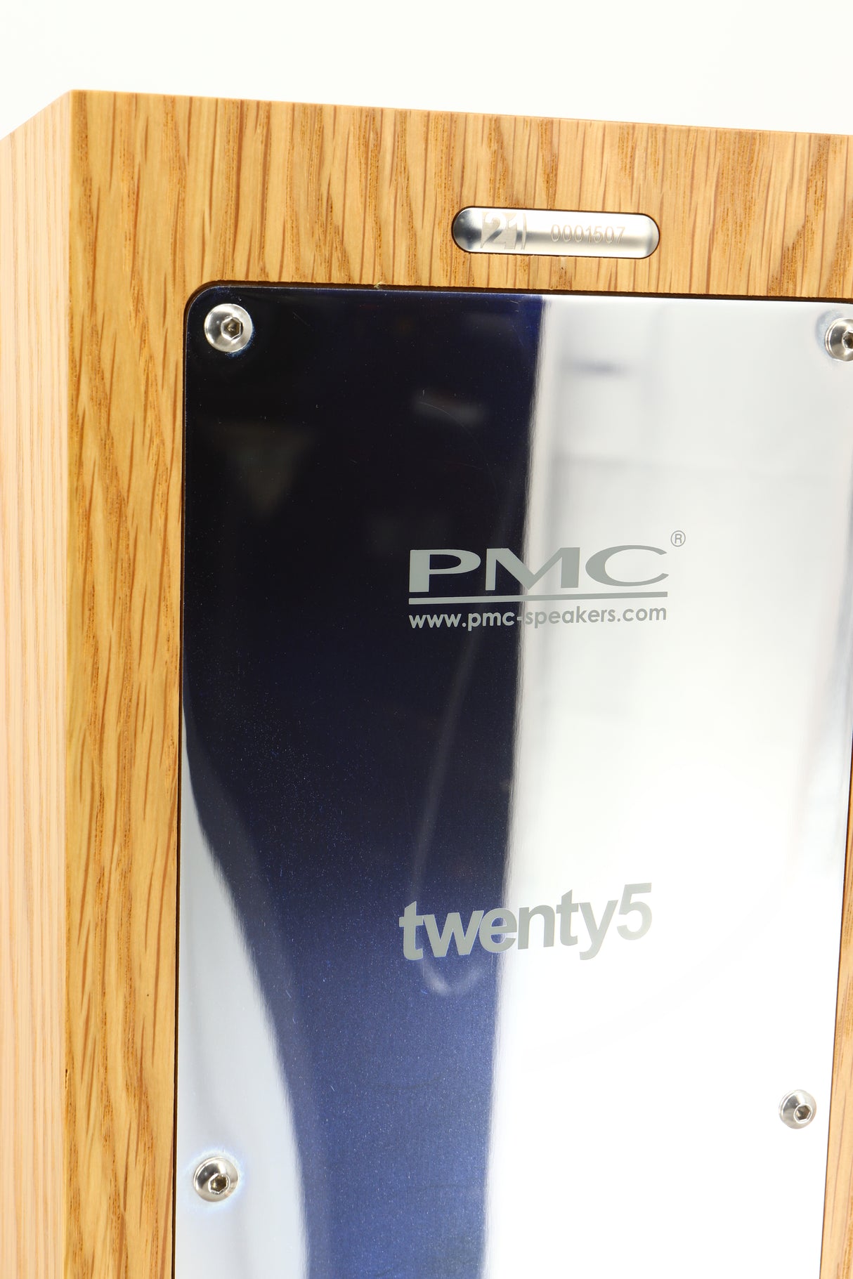 Close up view of a used PMC Twenty5 21 Standmount Speaker in Oak finish 