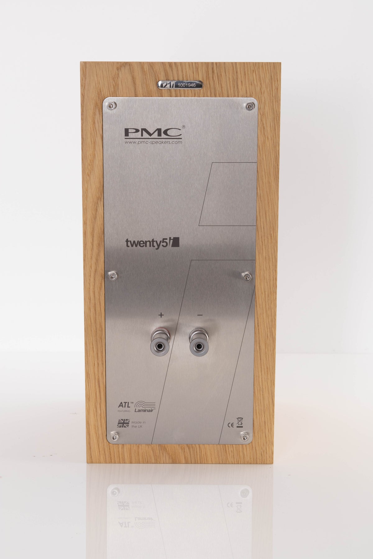 Rear view of a used PMC Twenty5 21i Standmount Speakers in Oak finish