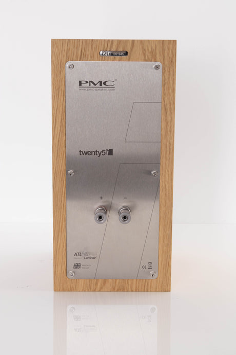Rear view of a used PMC Twenty5 21i Standmount Speakers in Oak finish