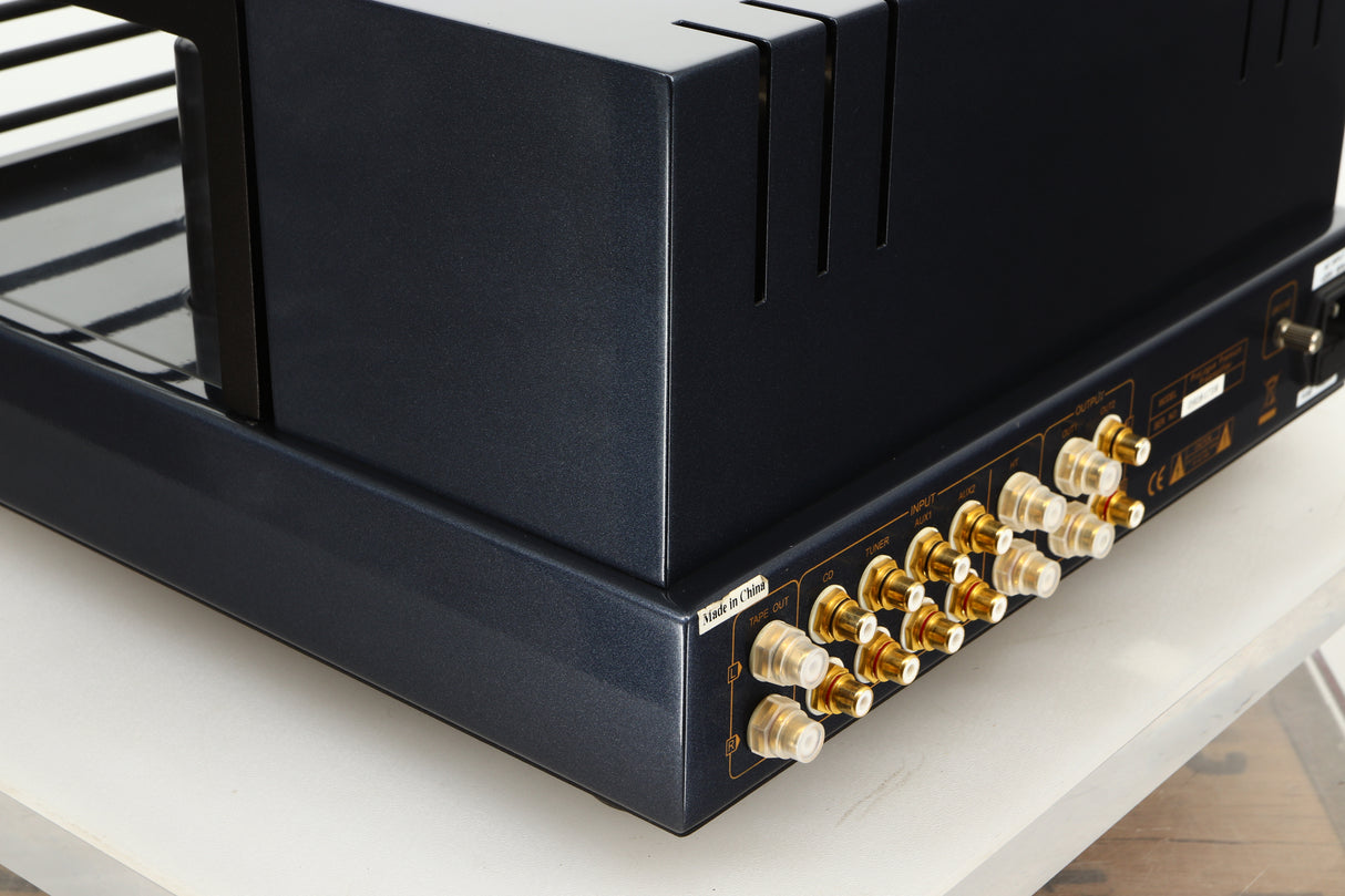 Rear left corner view of a used PrimaLuna Prologue Premium Pre Amplifier in Black finish