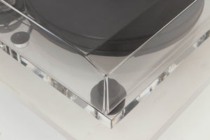 Front left corner view of a used Pro-Ject 2 Xperience DC Acryl Turntable with Ortofon 2M Black Cartridge