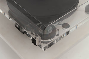 Rear right corner view of a used Pro-Ject 2 Xperience DC Acryl Turntable with Ortofon 2M Black Cartridge