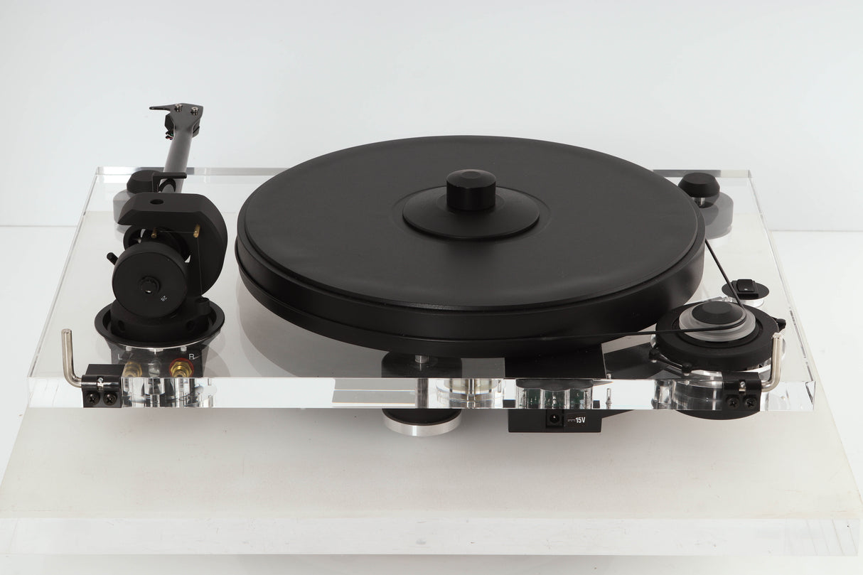 Rear view of a used Pro-Ject 2 Xperience DC Acryl Turntable with Ortofon 2M Black Cartridge