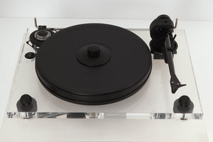 Top view of a used Pro-Ject 2 Xperience DC Acryl Turntable with Ortofon 2M Black Cartridge