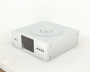 Front right corner of a used Pro-Ject CD Box RS CD Transport in a silver finish