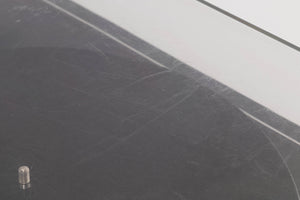 Close up of a used Pro-ject P2 Turntable / Goldring 2 Cartridge in a Black finish showing scratching on top of lid