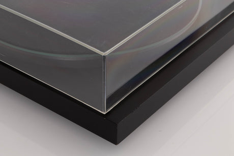 Front left corner of a used Pro-ject P2 Turntable / Goldring 2 Cartridge in a Black finish