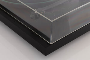 Front right corner of a used Pro-ject P2 Turntable / Goldring 2 Cartridge in a Black finish