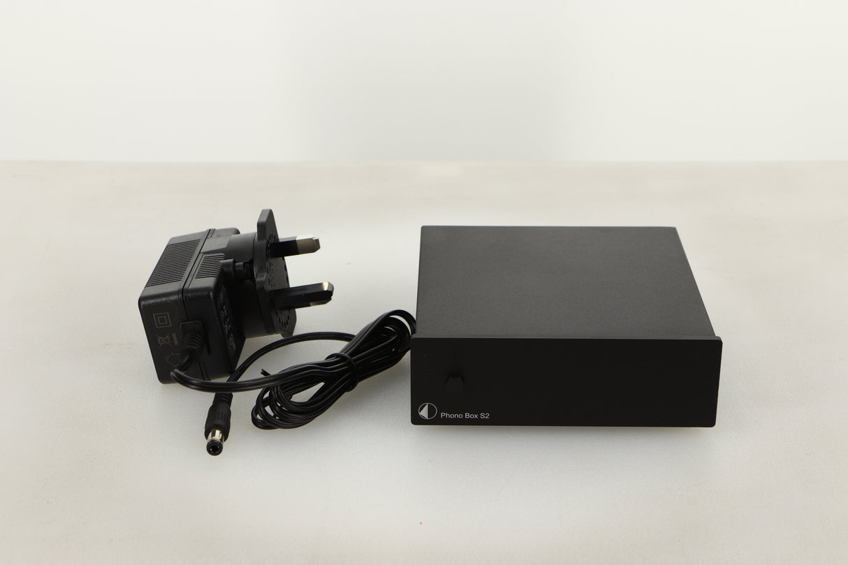 A used Pro-Ject Phonobox S2 Phonostage in Black finish with mains cable 