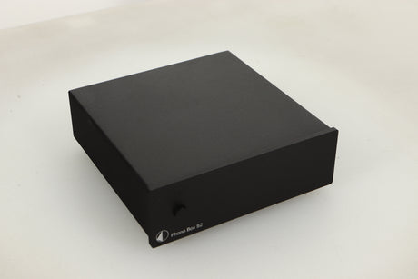 Close up view of a used Pro-Ject Phonobox S2 Phonostage in Black finish