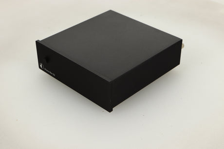 Front right corner view of a used Pro-Ject Phonobox S2 Phonostage in Black finish