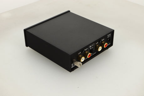 Rear left corner view of a used Pro-Ject Phonobox S2 Phonostage in Black finish
