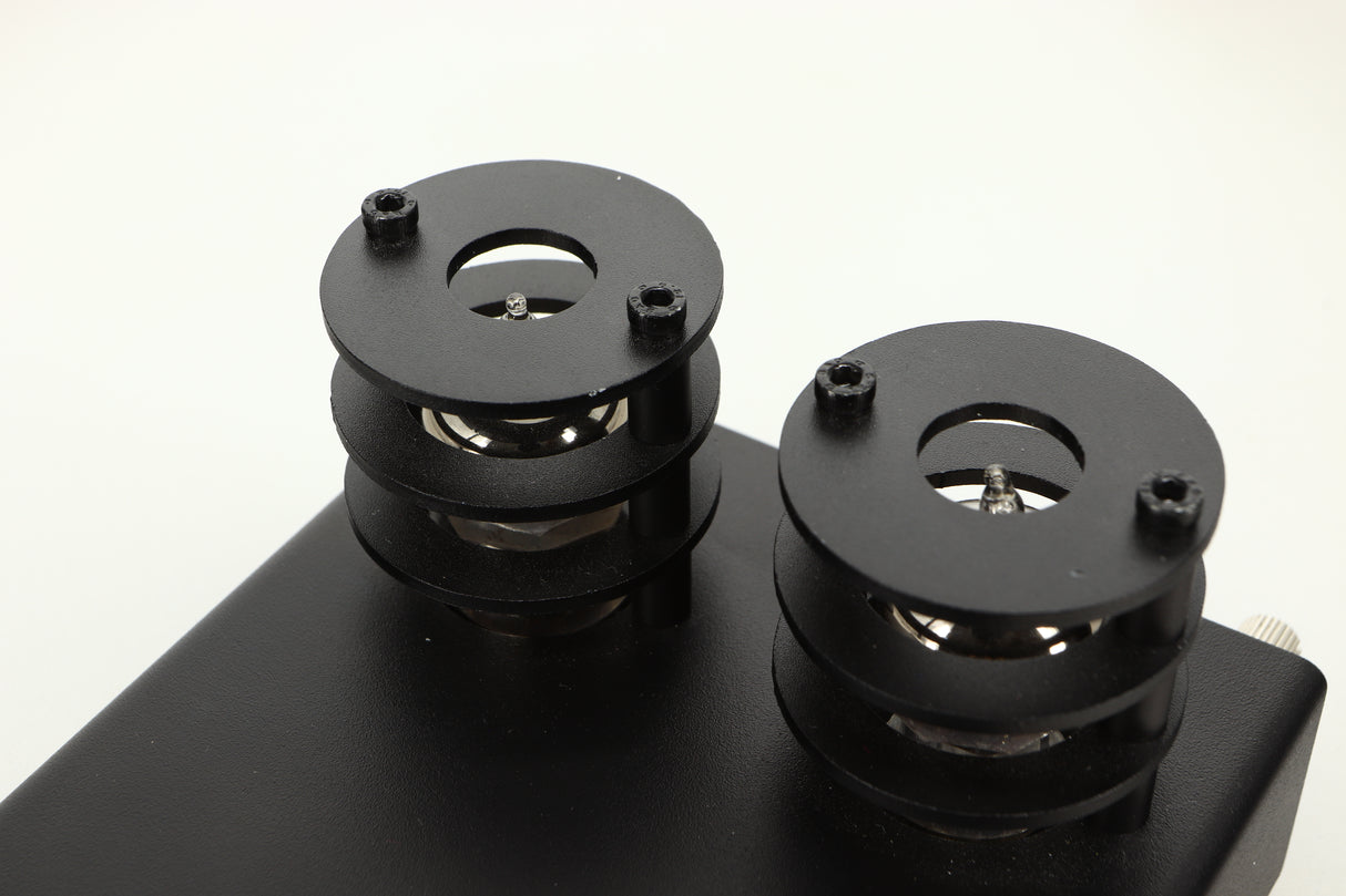 Close up view of a used Pro-Ject Tube Box E Phonostage in Black finish