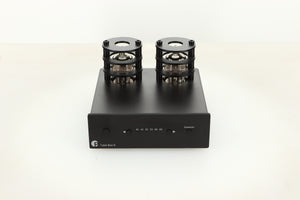 Front view of a used Pro-Ject Tube Box E Phonostage in Black finish