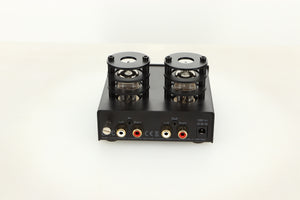 Rear view of a used Pro-Ject Tube Box E Phonostage in Black finish