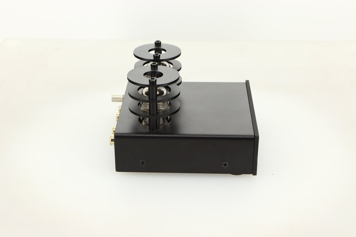 Side view of a used Pro-Ject Tube Box E Phonostage in Black finish