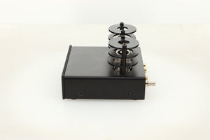 Side view of a used Pro-Ject Tube Box E Phonostage in Black finish