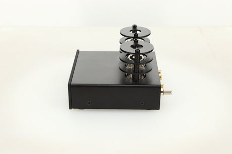 Side view of a used Pro-Ject Tube Box E Phonostage in Black finish
