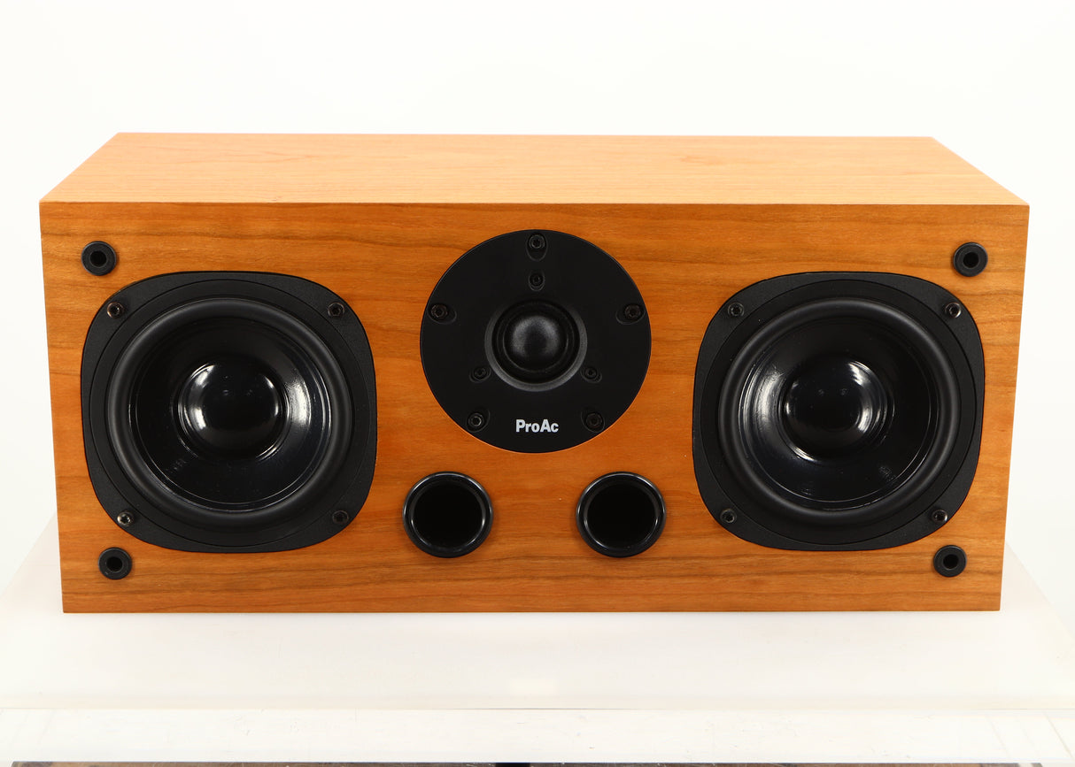 Front view of a used ProAc Centre Voice Speaker in a cherry finish