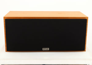 Front view of a used ProAc Centre Voice Speaker in a cherry finish showing Grille