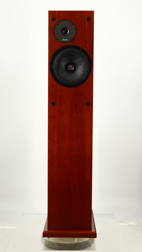Front view of a used Proac Response D18 Floorstanding Speaker in a mahogany finish