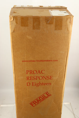 Box for a used Proac Response D18 Floorstanding Speaker in a mahogany finish