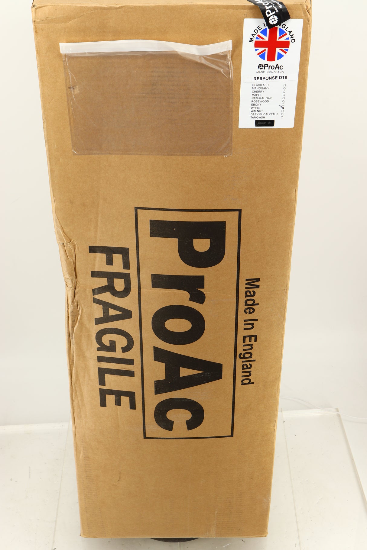 Box for a used Proac Response DT8 Floorstanding Speaker in a white finish