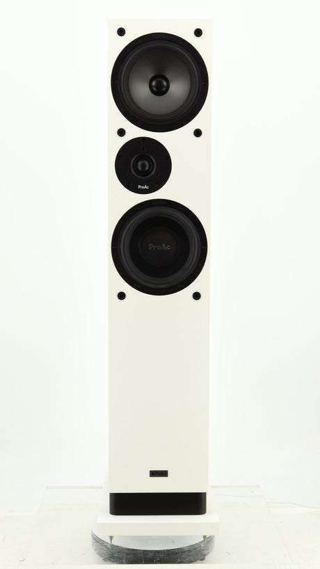 Front view of a used Proac Response DT8 Floorstanding Speaker in a white finish