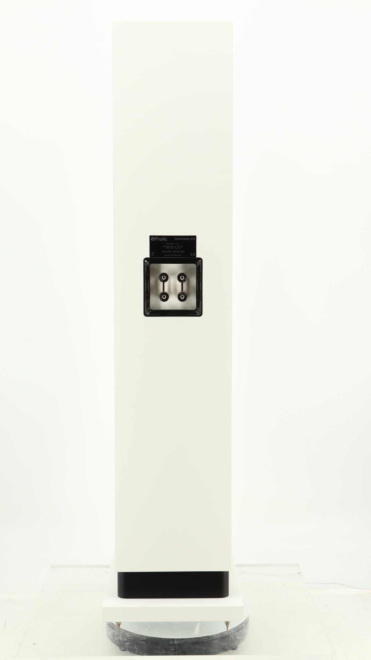 Rear view of a used Proac Response DT8 Floorstanding Speaker in a white finish