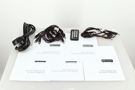 5x Manuals, Mains Cable, Remote and Power Cables for a used Project CD Box DS/ DAC Box DS / Powerbox DS2  in a silver finish