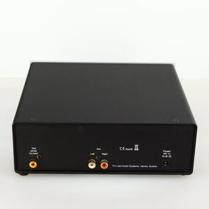 Rear view of a used Project CD Box DS in a silver finish showing Phono Outputs and Power Input