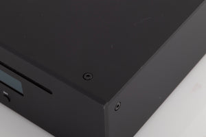 Close up of a used Project CD Box DS3 CD Player in a Black finish showing scratch on top
